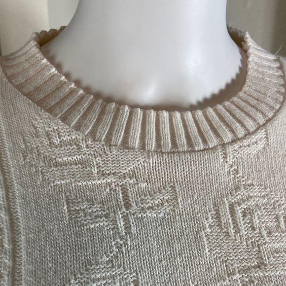 Vintage 80s Cream white Sweater Roses Floral Acrylic Women xs/s 1980s - Picture 5 of 9